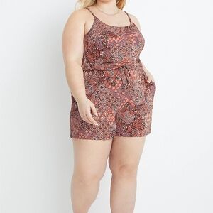 Maurices Paisley Print Sleeveless Romper in Rust and Brown